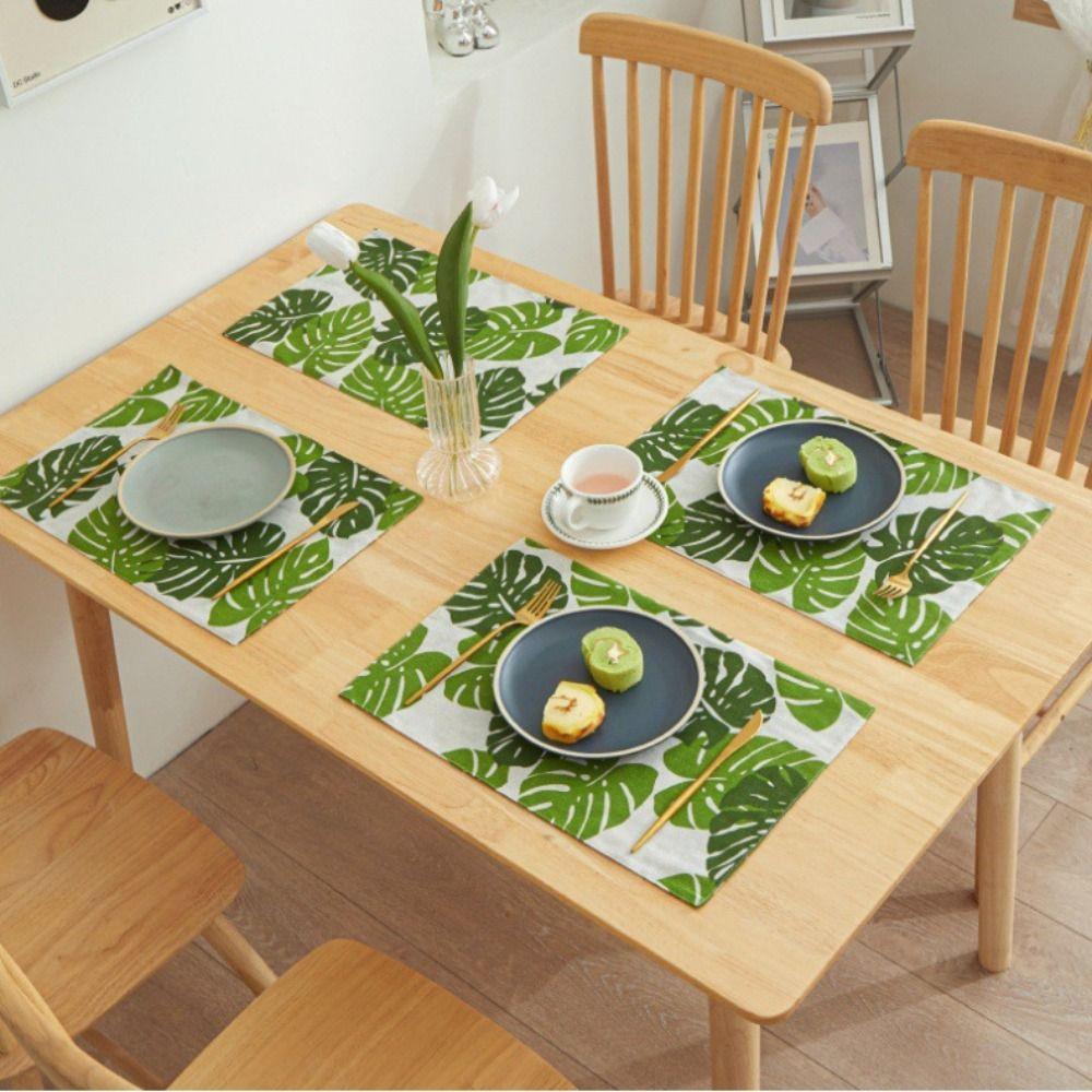 

4Pcs Absorb Water Double-sided Dacron Dining Mat Creative Coffee Coaster Home Style 3