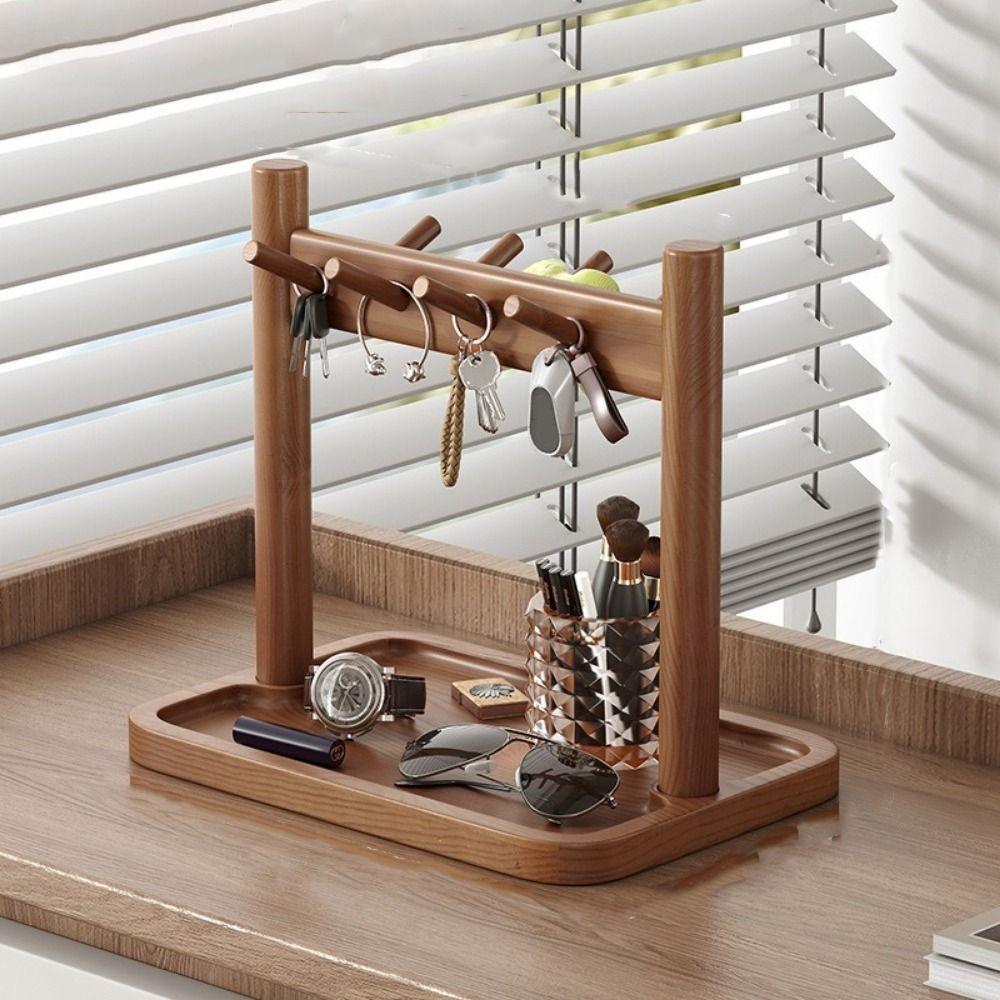 Large Capacity Wooden Storage Rack Decorative Jewelry Display Rack for Hallway