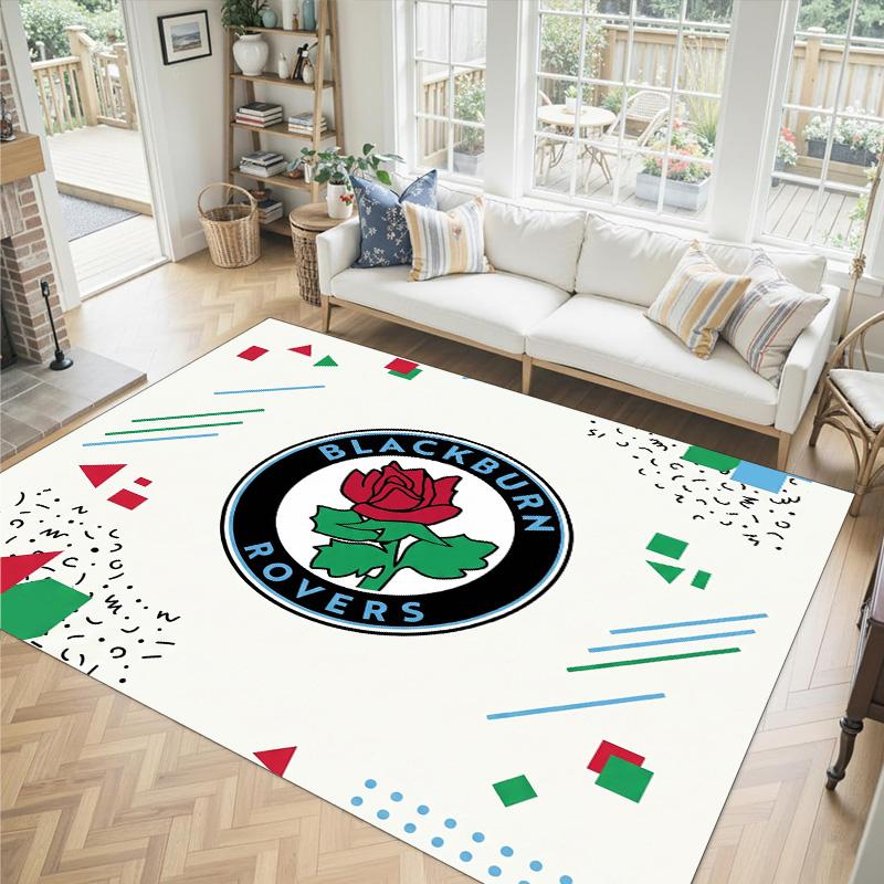 Blackburn Rovers Football Design Crystal Velvet Carpet Cozy Non?Slip Printed Rug For Bedroom Living Room Entrance