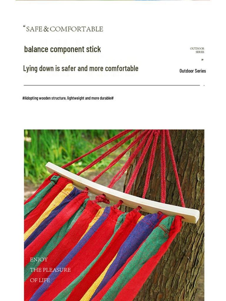 Thickened White Double Hammock for Indoor/Outdoor Use: Anti-Rollover Design for Adults & Kids