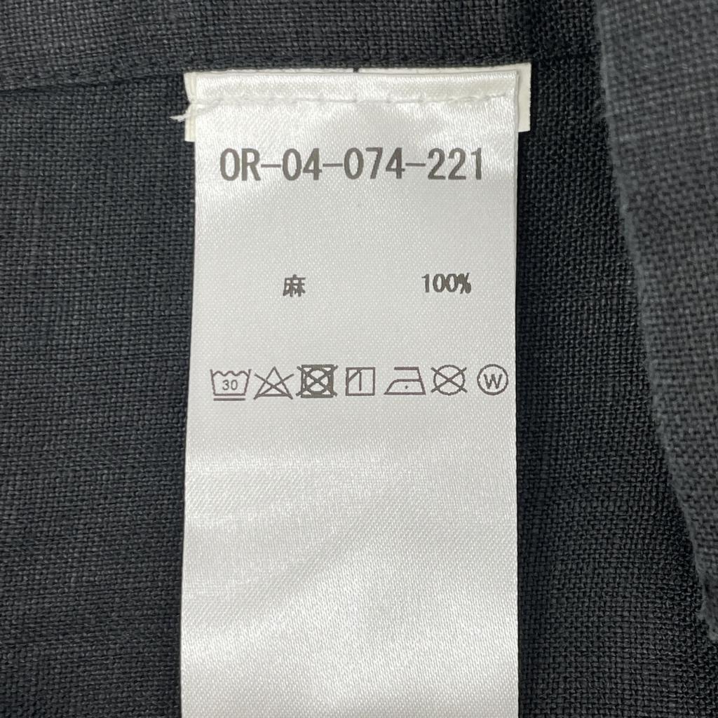 ORIAN KF99F Black Linen Washed Band Collar Long Sleeve Shirt tops XL blackUsed