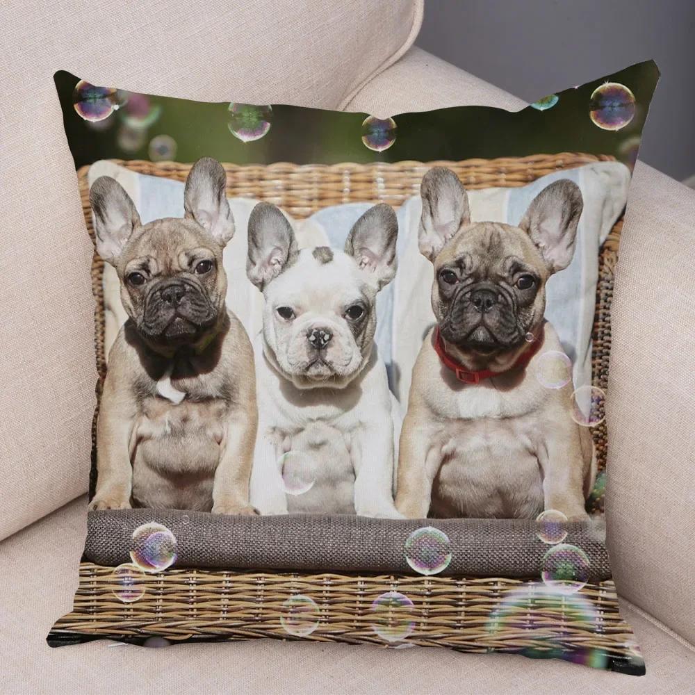 Home Decor Cute Pet Mini French Bulldog Pillowcase Sofa Car Decoration Animal Dog Cushion Cover Printed