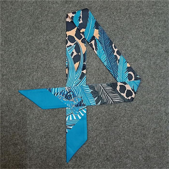 Leopard Butterfly Print New Skinny Scarf Women Silk Scarf Luxury Brand Foulard Fashion Ladies Bag Head Scarf Wholesale