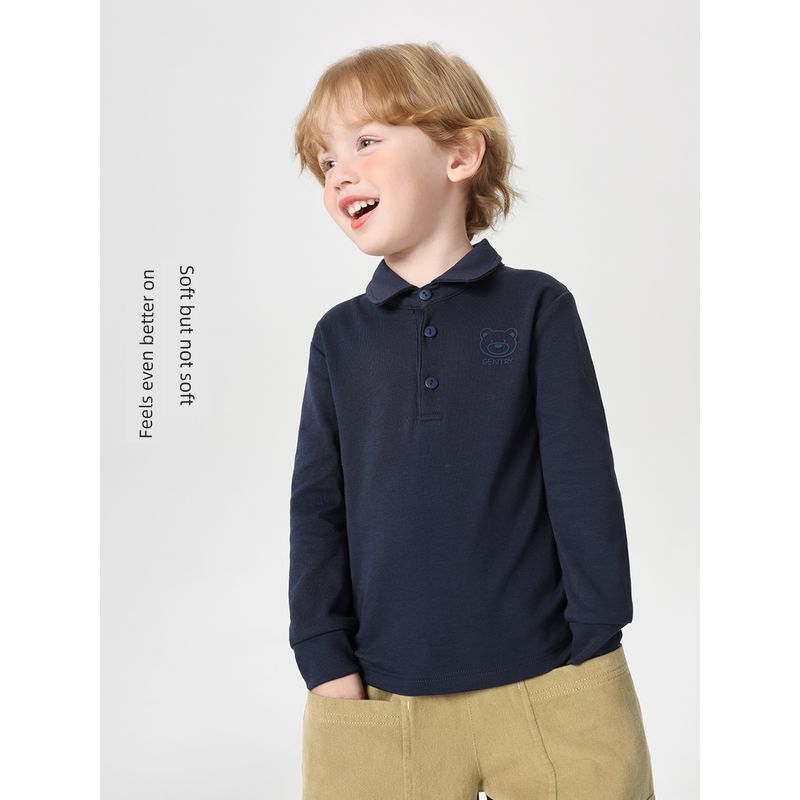 Right European Boys' Academy Style Long-Sleeved Polo Shirt 2026 Spring and Autumn New Children's Clothing Baby White Top