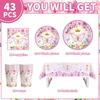 Pink Butterfly Birthday Decoration Balloon Set Tableware Cup Plate Napkin Gift Bags Backdrop Banner KeyChain Girl Party Supplies