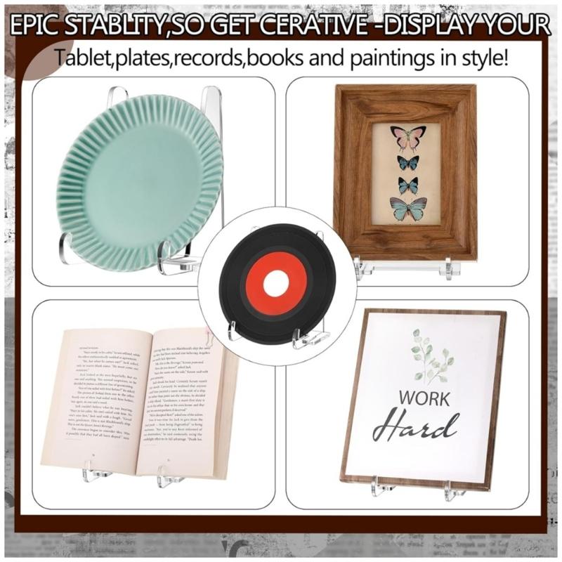 Clear Acrylics Easel Stand 5.9Inch Acrylics Display Stand for Decorative Plate Picture Frame Artwork Book Display Stand