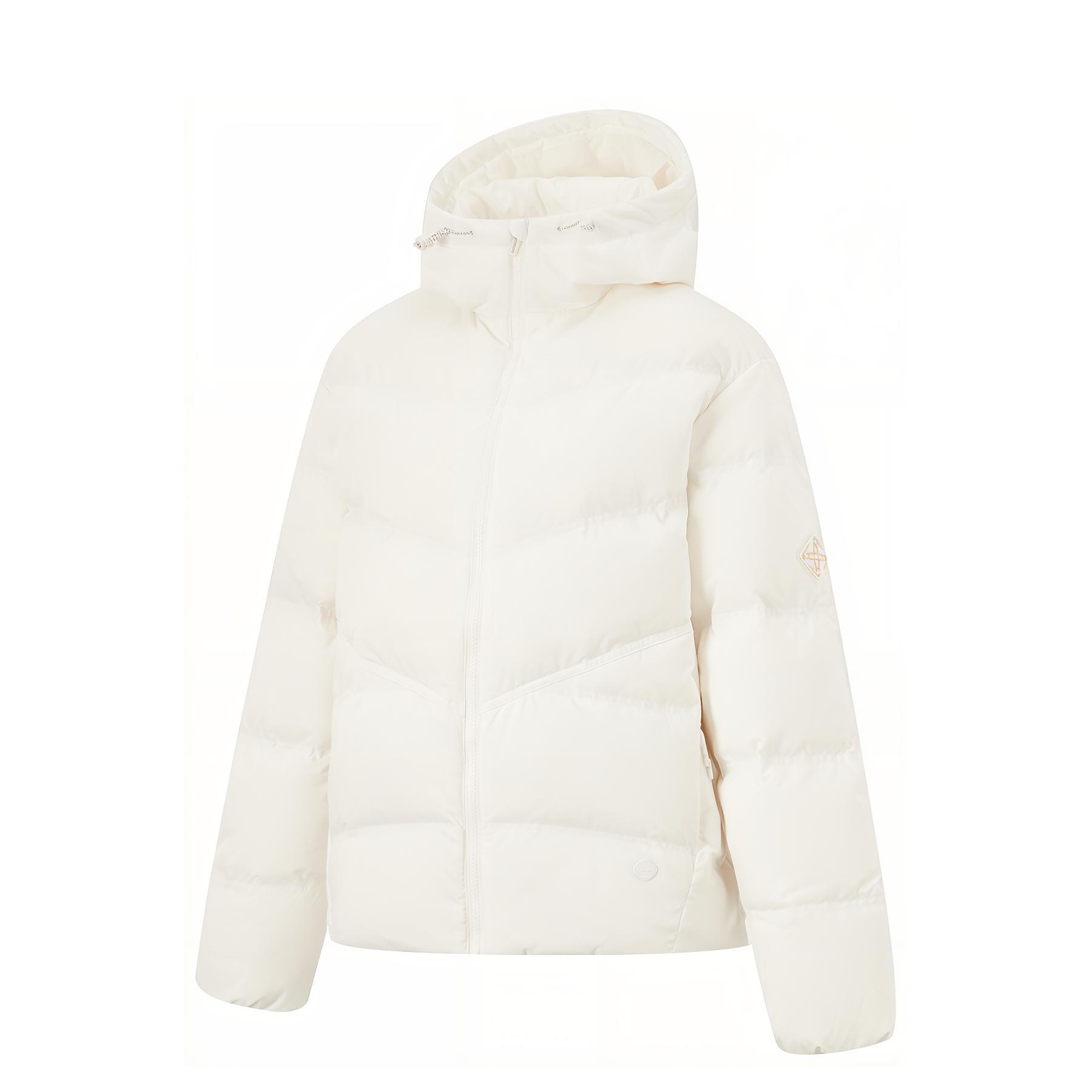 

Li Ning Fitness Series Повседневная спортивная дышащая теплая куртка с капюшоном для женщин Куртки белые AYMU518-1 L