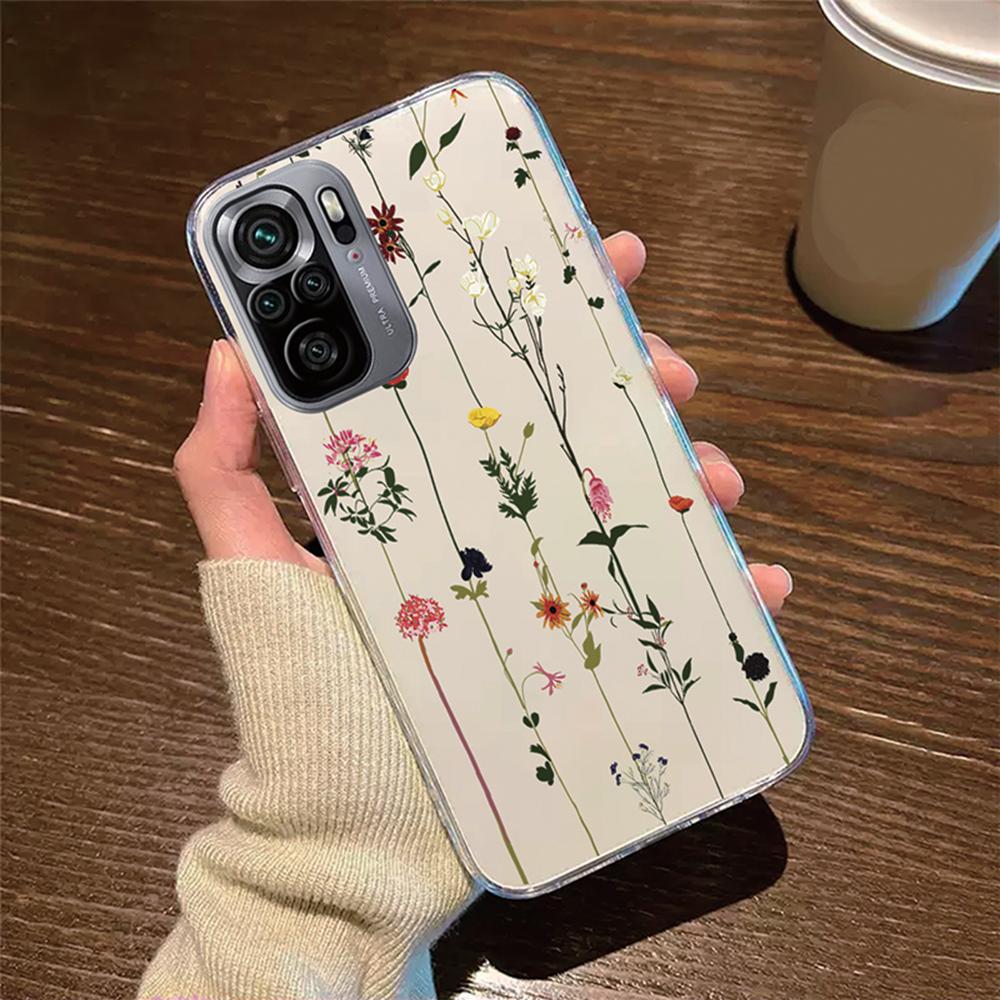 Flower Oil Painting Phone Case For Xiaomi Redmi Note 10 10S Pro 4G Cover Silicone Poco M5S Rose Transparent Clear Redni Note10