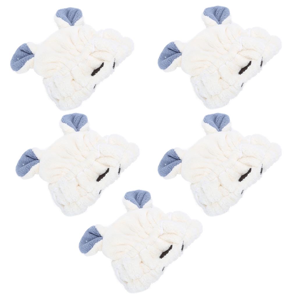 5 Stück Haartrockenhandtuch Kappe Korallenfleece Badehaarhut Cartoon Niedliche Ohrenform für Kinder