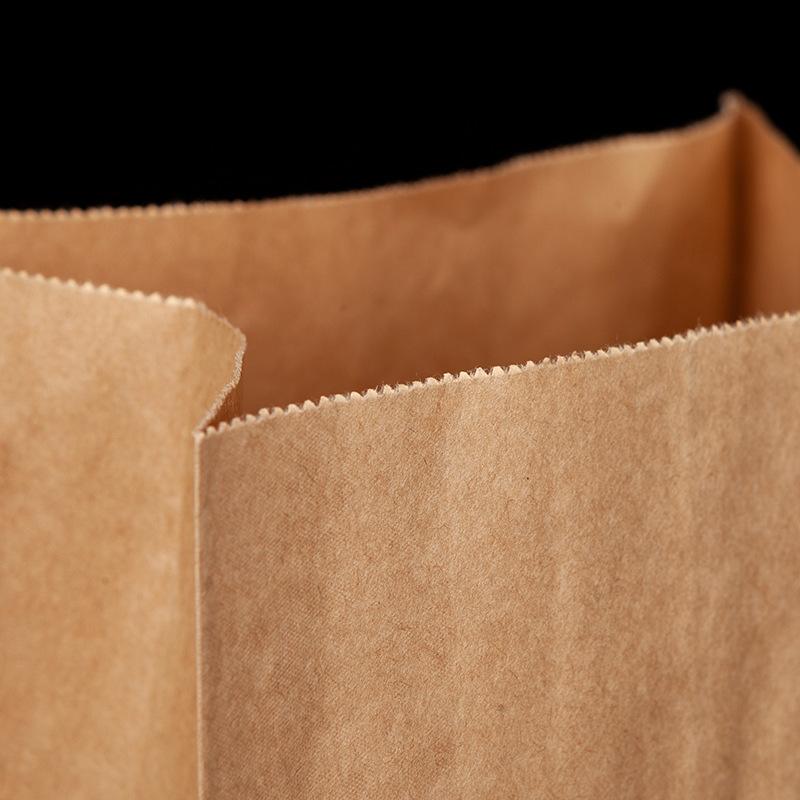 100pcs Oil Resistant Food Packaging Bag Brown Kraft Paper Coated Pockets Vegetables Fruits Bread Cookie Snack Food Toast Bread Takeaway Pouchs