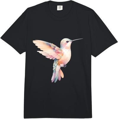 Minimalist Colorful Hummingbird Lover Nature Graphic Comfort 100% Cotton  Adult Heavyweight Unisex Fashion Casual Loose T-Shirt