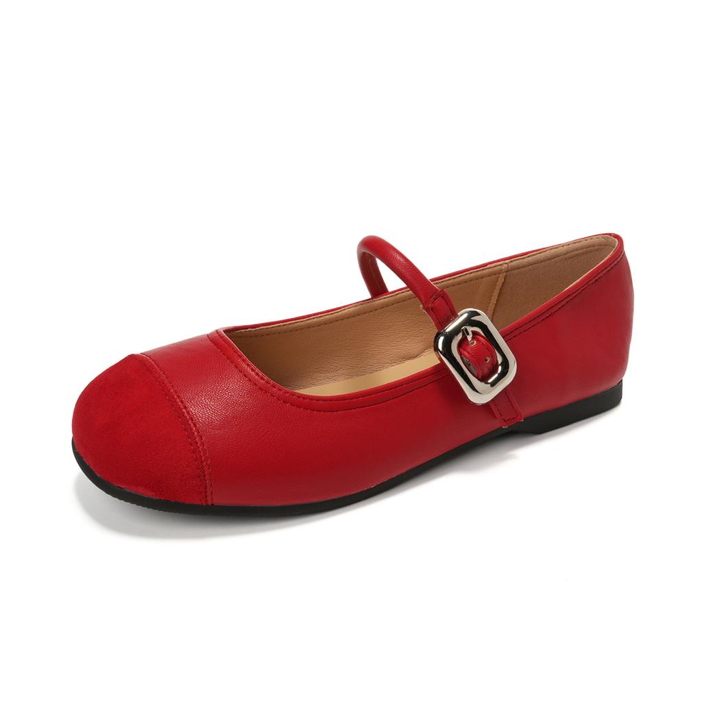 One word with light mouth silver small leather shoes flat sole soft sole Mary Jane single shoes women