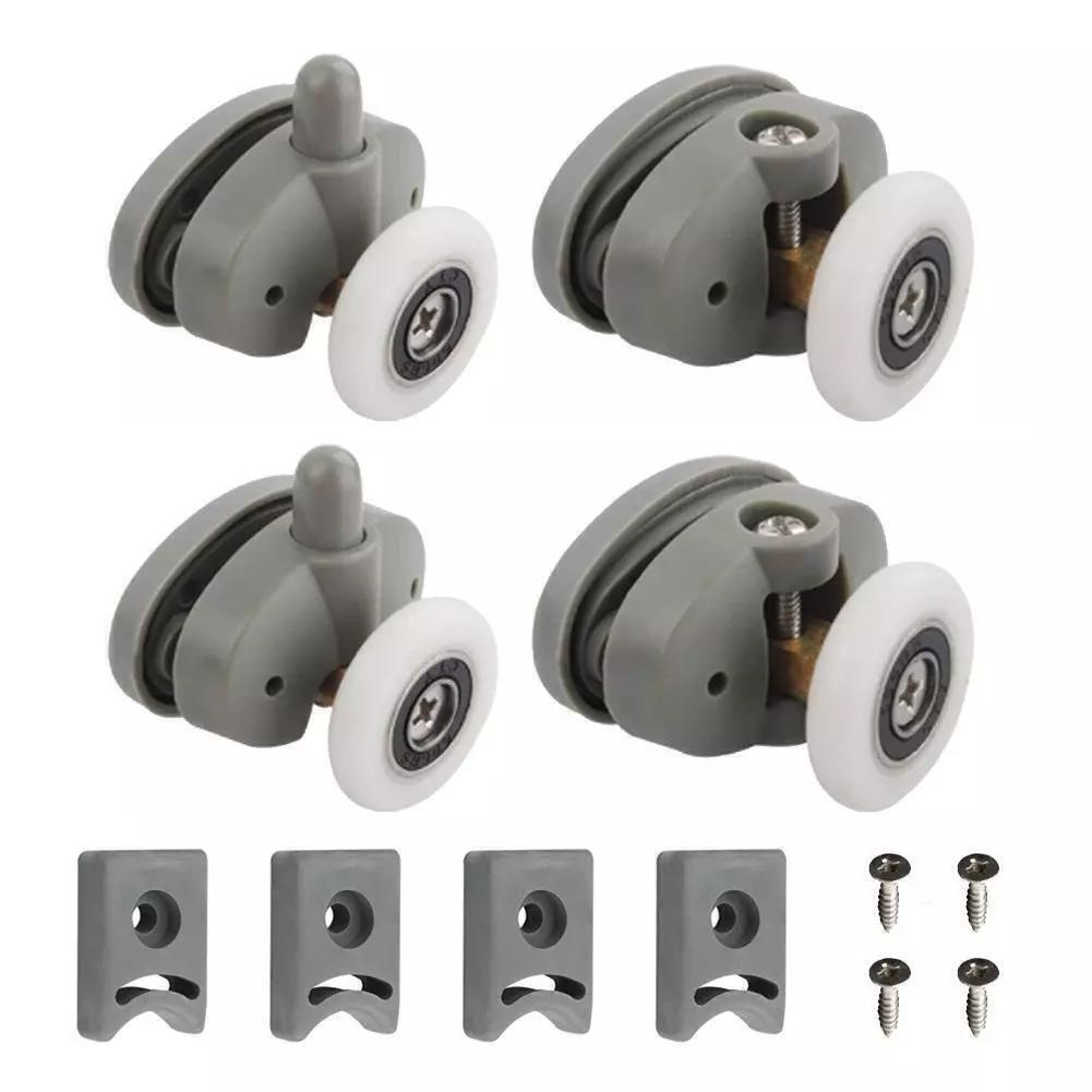 Bathroom Renovation Gray Rollers Set Adjustable Shower Wheels Complete Roller Set Plastic And Brass Construction