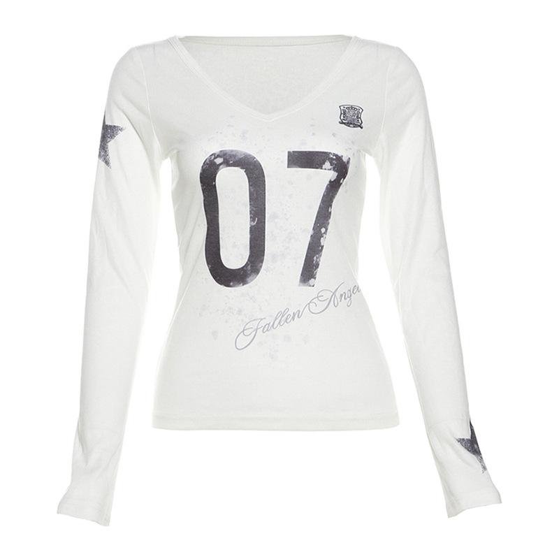 

Новый женский однотонный облегающий уличный модный топ с V-образным вырезом и длинными рукавами для женщин M белый