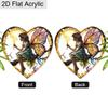 Acrylic Heart-Shaped Fairy with Moon Suncatcher, Stained Glass Style Window Hanging Ornament for Fantasy and Nature Lovers
