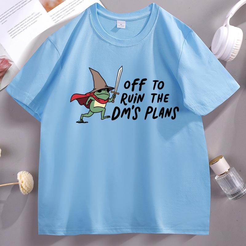 Funny DnD T Shirt Unisex Women Off To Ruin The DM's Plans T-shirts Funny Frog Meme Wizard Knight Cat T-Shirt Unisex Women Streetwear