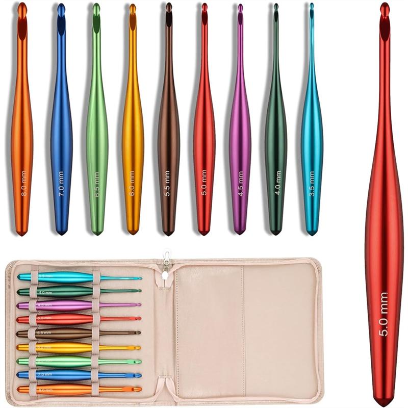 

Fresh Streamline Crochet Hooks Ergonomic,9Pcs Hand-Polished Aluminum Crochet Needles 3.5Mm-8Mm