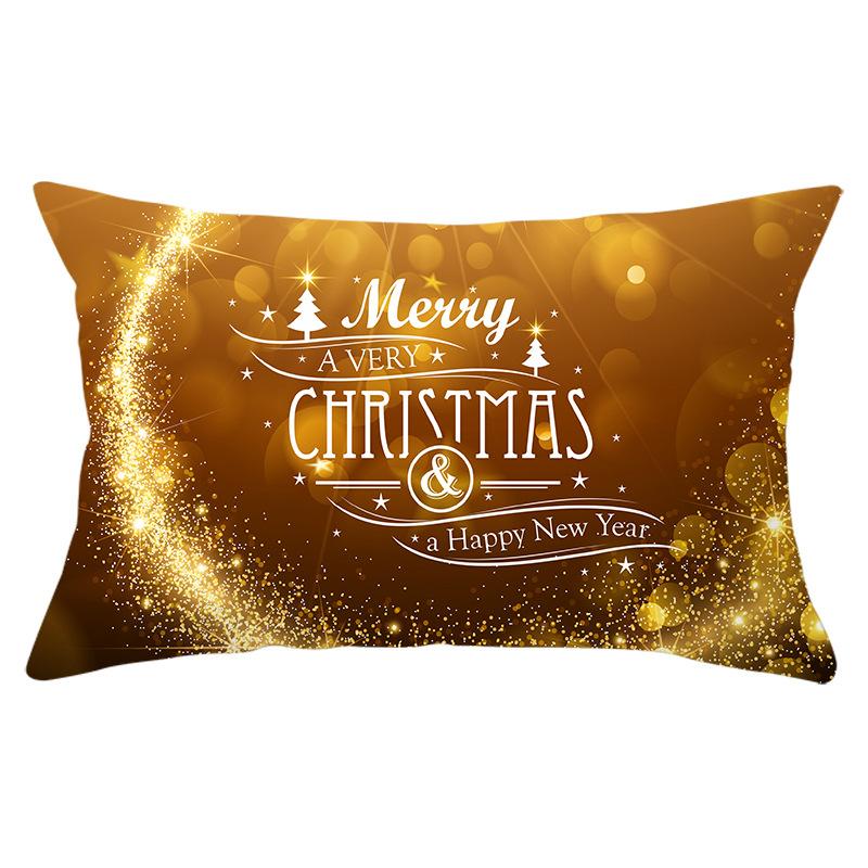 New Christmas Peach Skin Waist Pillowcase Gold Series Sofa Cushion Cover Bedside Pillow Cover