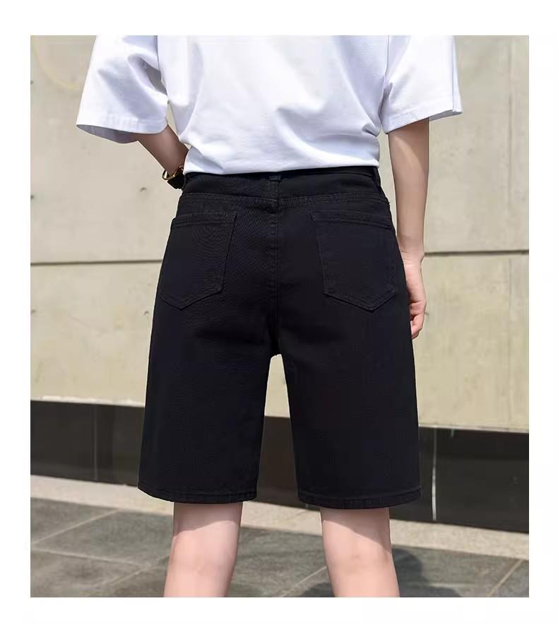 Women's High-Waisted Denim Shorts: Summer Solid Color, Trendy Design, Plus Size, Loose Fit, Straight Leg