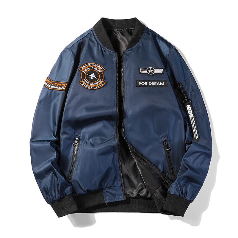 Spring and Autumn Thin Double-sided Flight Jacket for Men, Simple and Trendy Air Force Baseball Uniform Jacket for Men