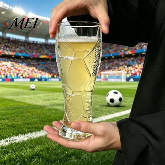 Waist Tight Beer Glass Football Glass, 300ml/450ml Capacity Transparent Craft Mug for Home Bar, Soccer Tumbler Sports Fans