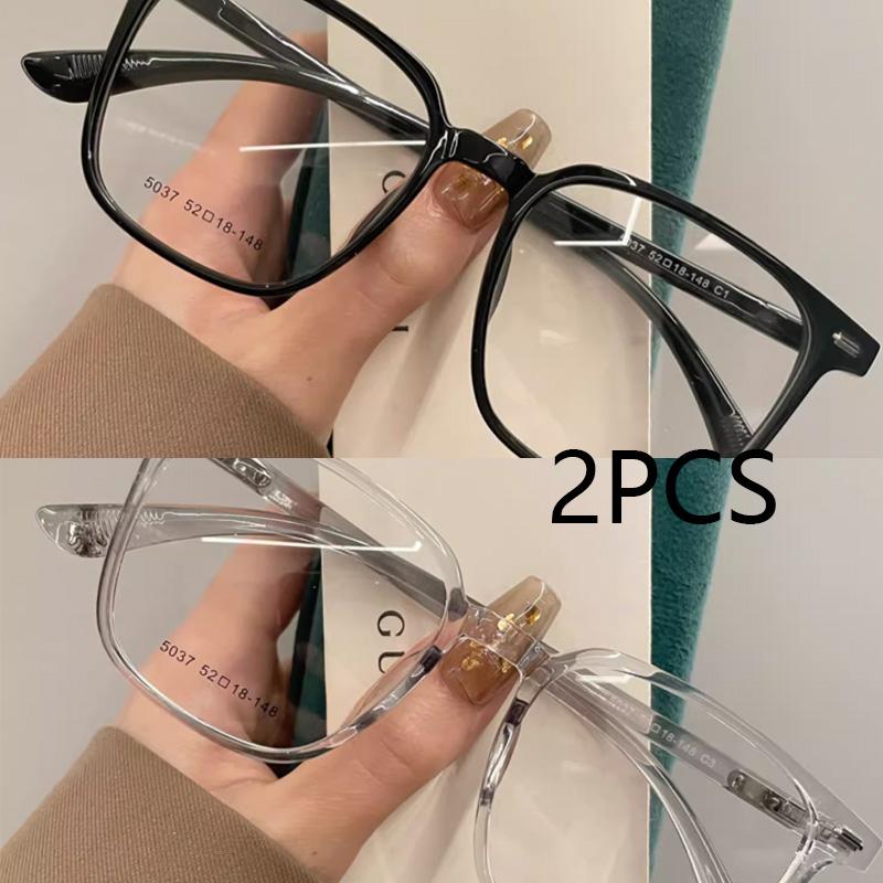 

2Pcs Transparent Square Computer Glasses Frame Women Men Anti Blue Light Round Eyewear Blocking Optical Spectacle Eyeglasses