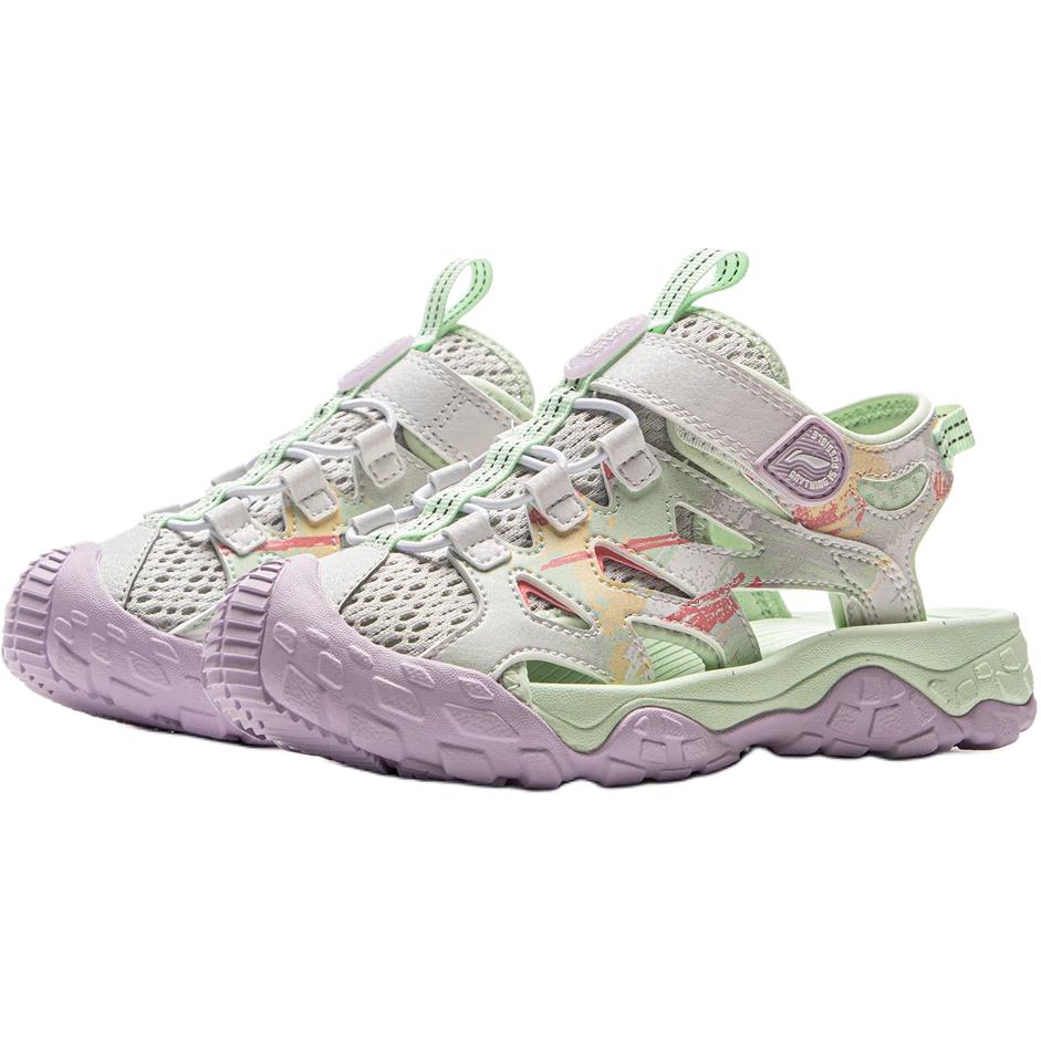 Li Ning Kids Outdoor Synthetic Leather Fashionable Comfortable Non-Slip Wear-Resistant Low-Top Sandals Kids sandals YKEV030-2