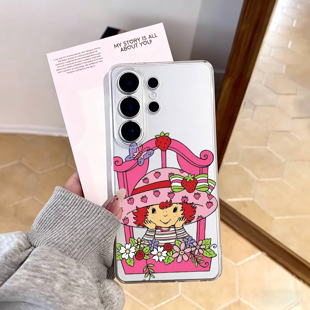 s-Strawberry Shortcake Phone Case For Samsung S25,S24,S21,S22,S23,S30,Ultra,S20,Plus,Fe,Note,10,9,5G Transparent Cover