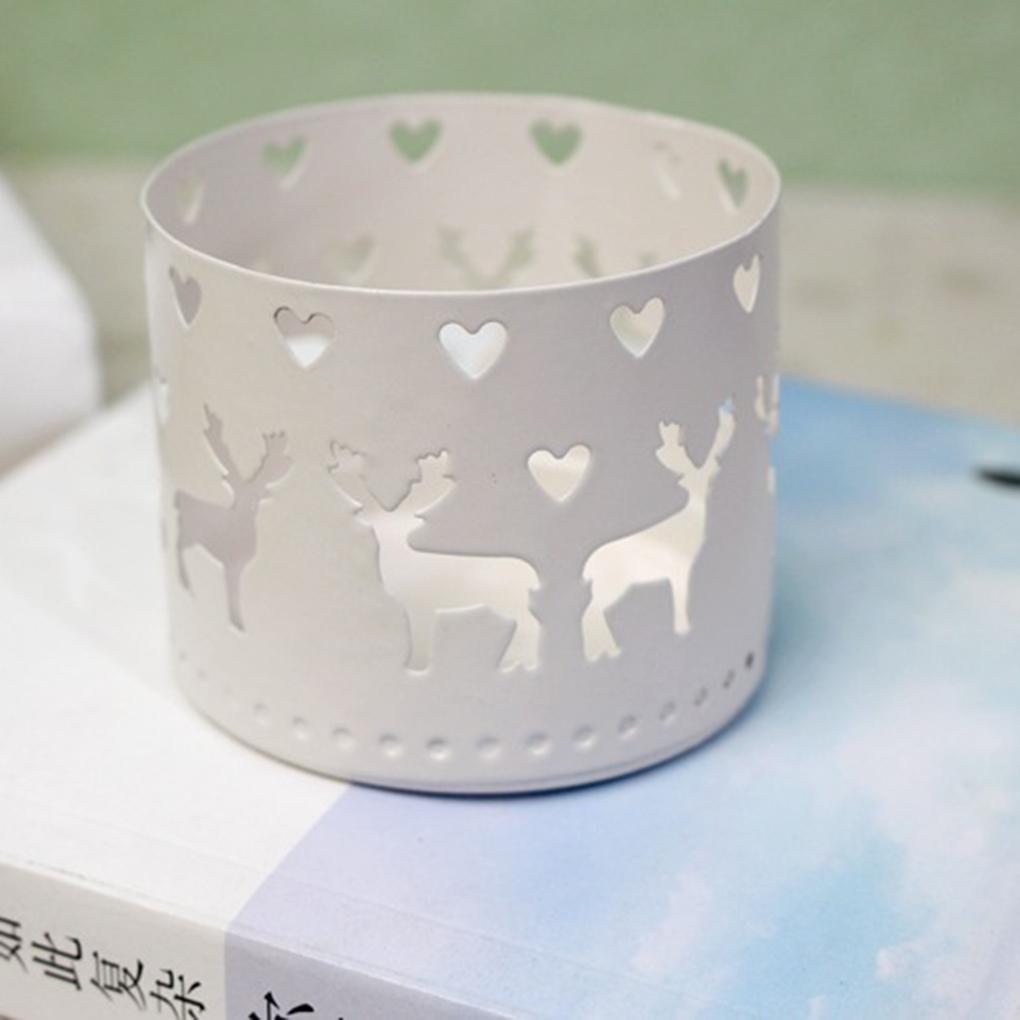 Christmas Iron Hollow Deer Tree Snowflake Candle Holder Candle Stick Home Decor