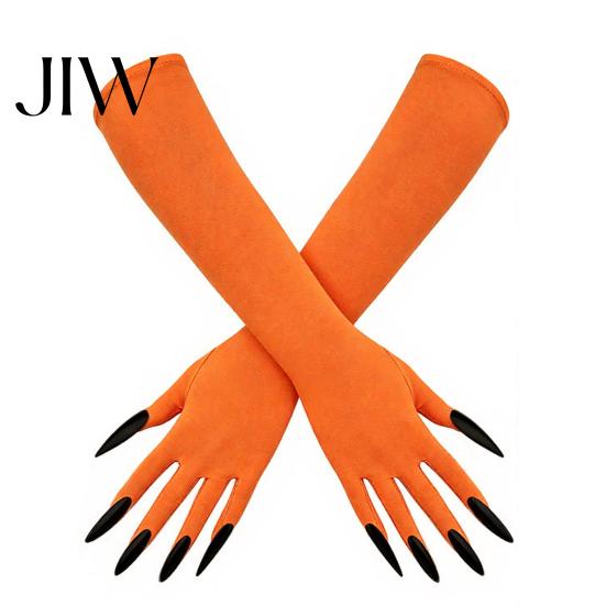 Comfortable Spooky Gloves 1 Pair Halloween Ghost Claw Gloves, Long Fingernail Witch Costume Elastic Polyester Accessory, Dark Party Performance