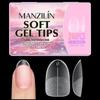 240Pcs Short Almond Soft Gel X Nail Tips Full Cover Coffin Stiletto Frosted Matte Fake Nails Press On Nails Diy Salon Manicure