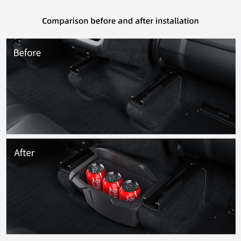 For Tesla Model Y Launch 2025 Juniper Car Armrest Rear Storage Box Tray Accessories Tidying TPE Black