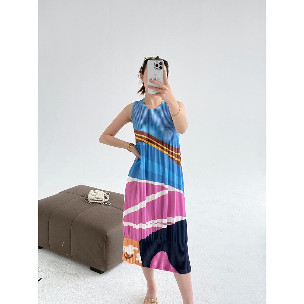 

High-End 2025 Summer Designer Sleeveless Print Dress for Women One Size сірий колір