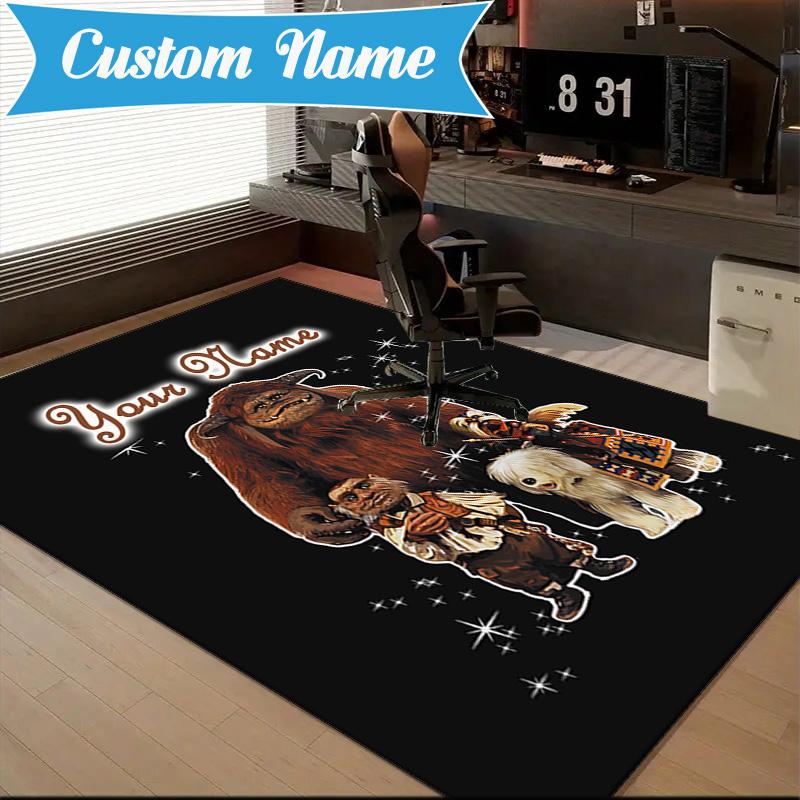 Custom Name Fantasy Labyrinth Adventure Rug for Living Room, Game Rooms, Office, Bedroom, Floor Mat Playful Design, fan gifts Christmas decor