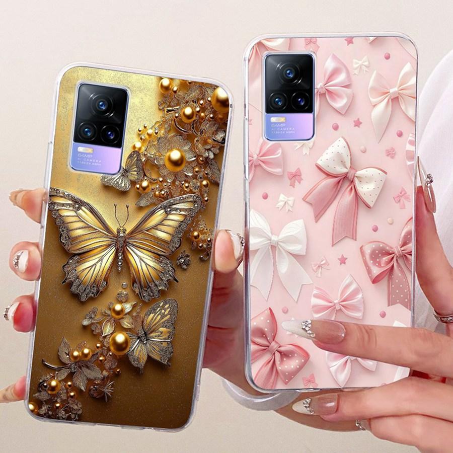 For Vivo V21E V 21 E V2061 V2055 Case Soft Silicone TPU Protective Butterfly Phone Case For VivoY73 2021 V21 E 4G 5G Cover Coque
