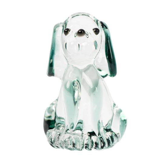 Hand Blown Mini Glass Dog Figurine Handmade Faux Crystal Cute Dog Statue Collectible Animal Ornament for Home Decor Pet Lover Gifts