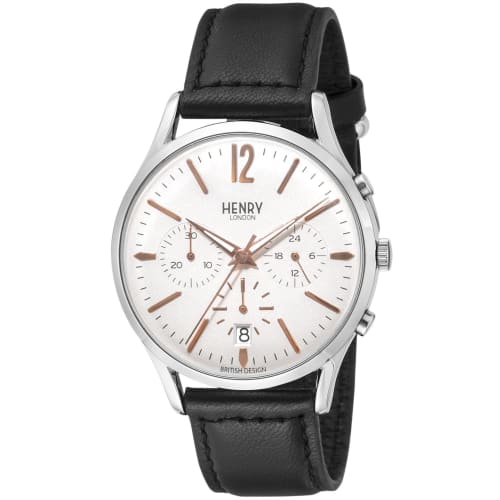 

Henry London HIGHGATE Watch, 41mm, Silver Dial, Stainless Steel Crystal, Quartz Movement, Men s, Red, Made in England, London Watch HL41CS0011