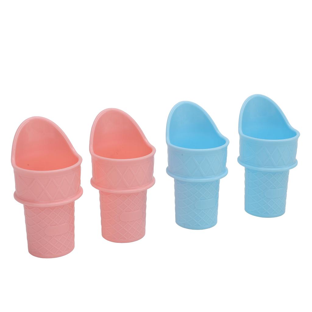 4pcs Ice Cream Cone Holder Reusable Sustainable Freezable Ice Cream Cup Spoon Snow Cone for Birthday