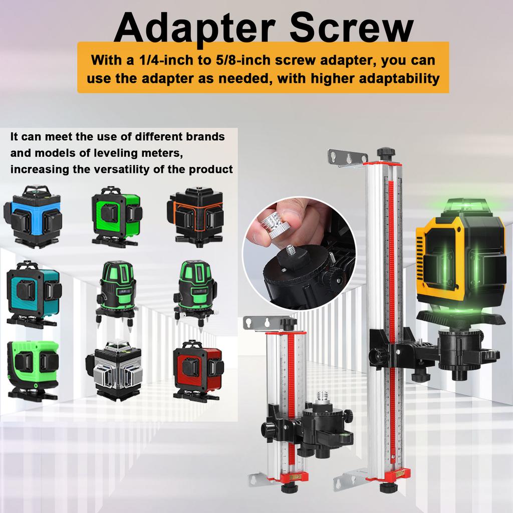 Stable Mounting Aluminum Alloy Construction Adjustable Laser Level Bracket Laser Level Accessory with 1/4inch to 5/8inch Univers