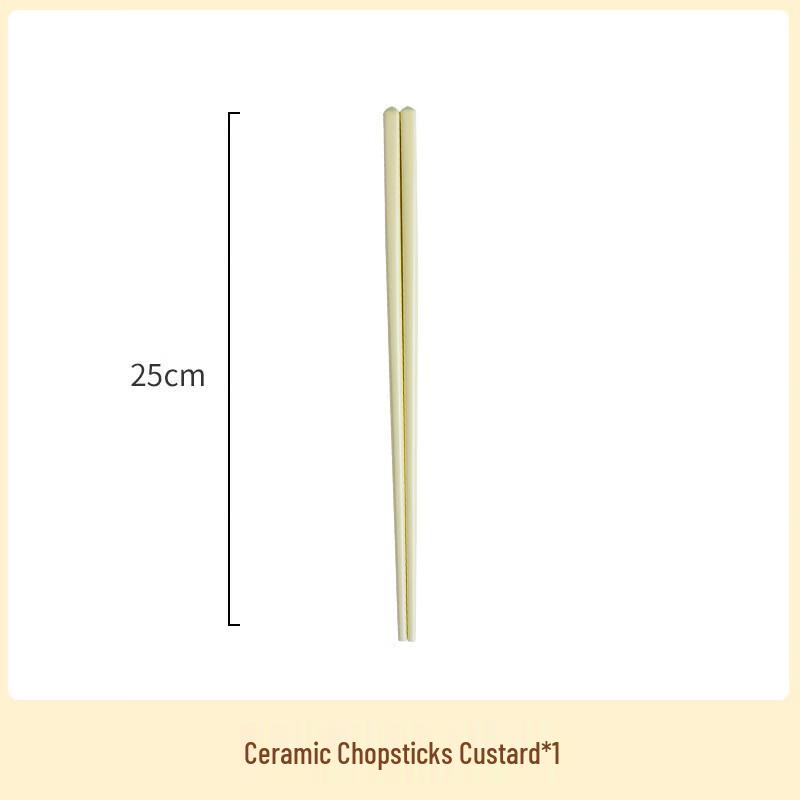 UD Underglaze Ceramic Rice Bowl & Chopstick Set Cream Yellow Chopsticks 3 Pairs