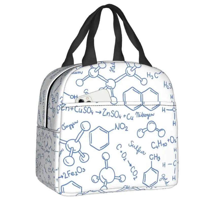 Science Chemistry Pattern Insulated Lunch Bags for Women Biology Resuable Thermal Cooler Food Lunch Box Work School Travel
