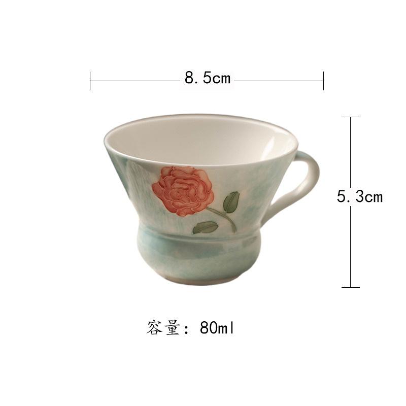 

80ml Hand-painted Rose Teacup Elegant Tea Bowl Cute Cup Tea-tasting Fragrance Cup Jianzhan Master Cups Tableware Decoration Gift As Your Choose