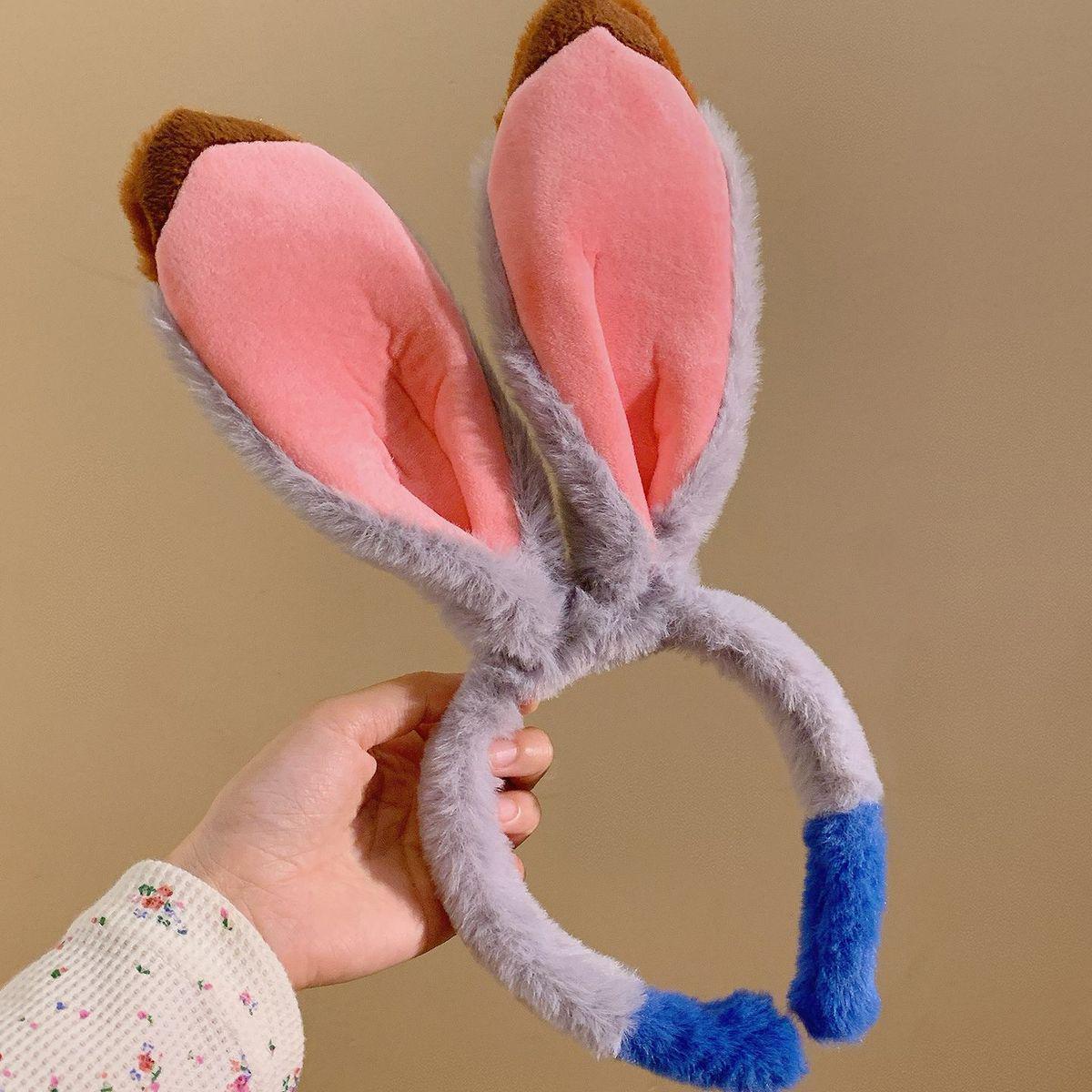2025 Cute Judy Rabbit Ear Plush Headband: Sweet Cartoon Hair Accessory for Women