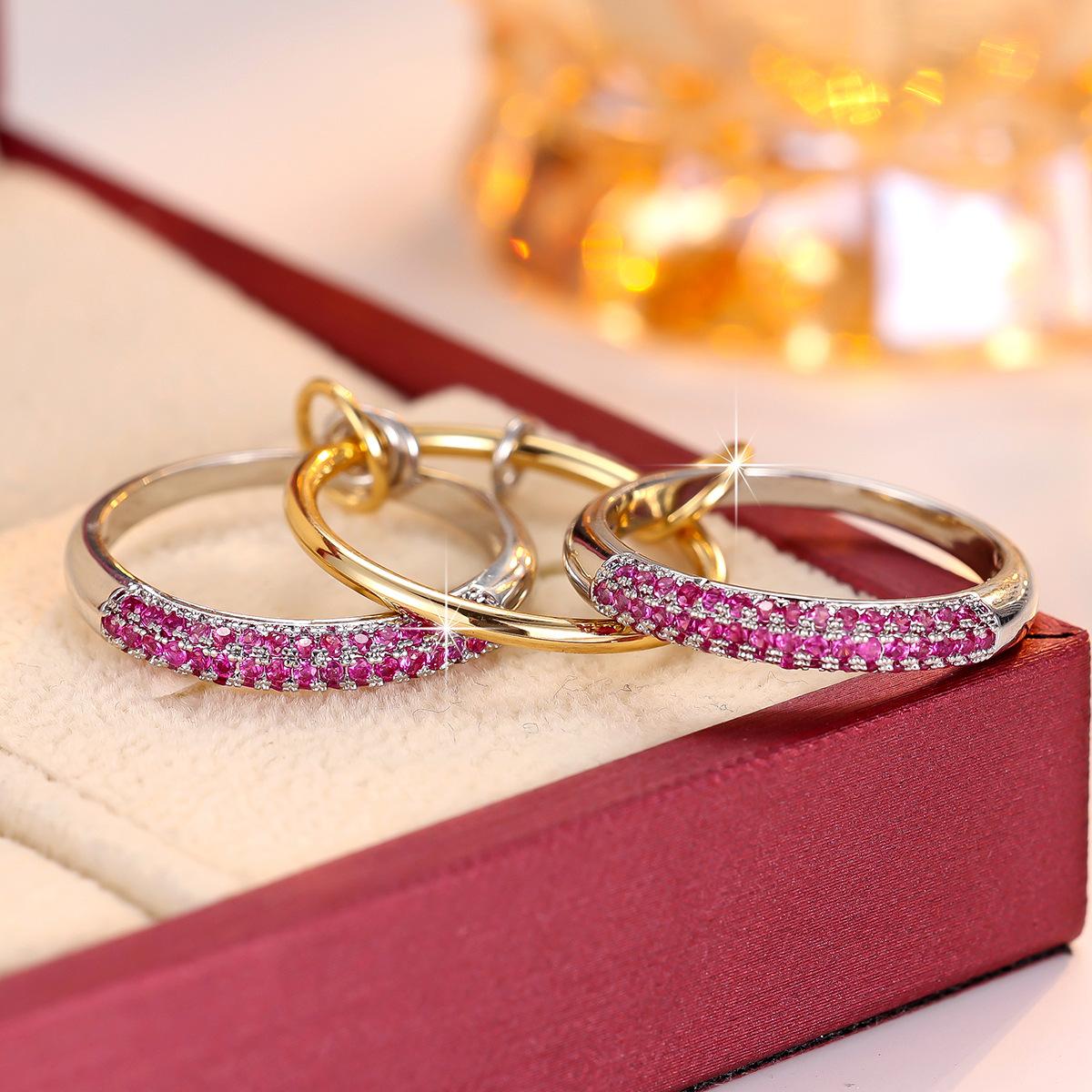 Women s Light Luxury Three Ring Detachable Brooch Micro Paved Zircon Personalized Finger Ring no. 5