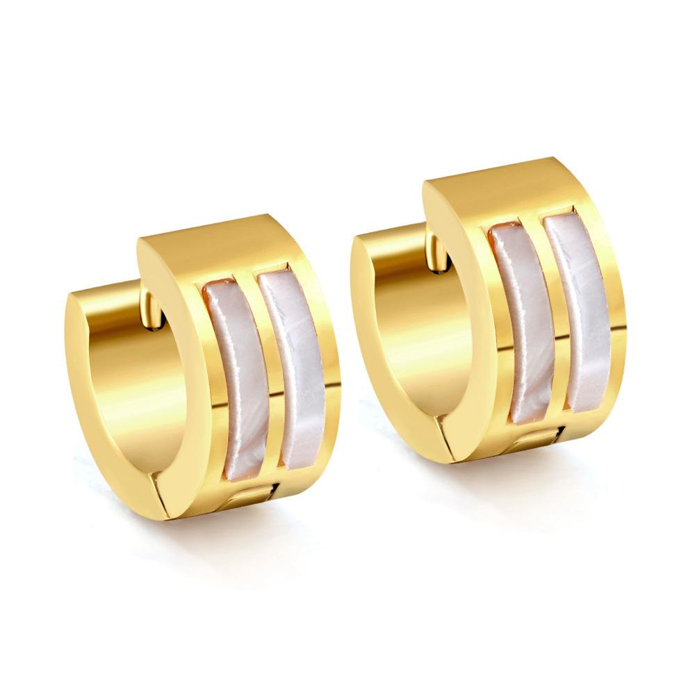 Minimalist Cool Tone Hoop Ear Cuffs White Shell Earrings Long Lasting Small Unique Design Jewelry