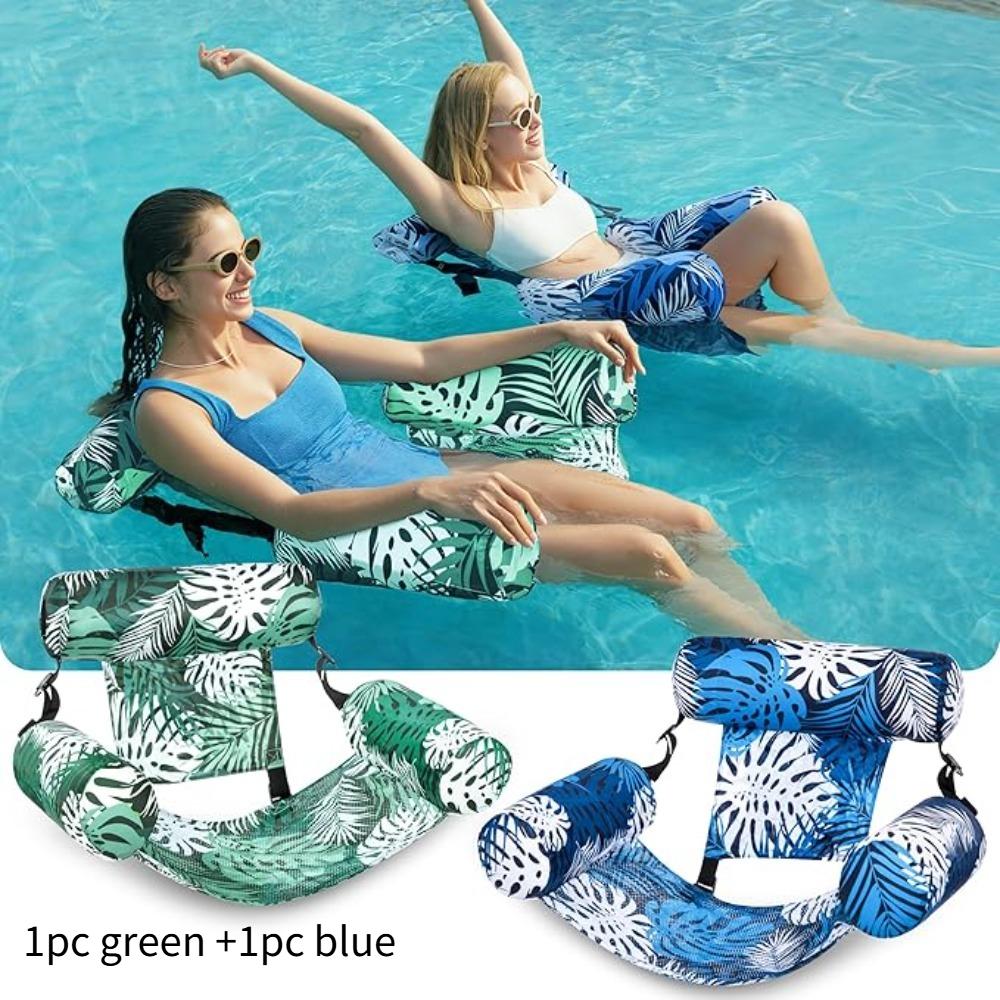 2 Stück aufblasbarer Schwimmliegestuhl für Erwachsene, tragbarer Pool-Schwimmstuhl, faltbarer Liegestuhl für Schwimmbad, Strand Sommer Entspannung