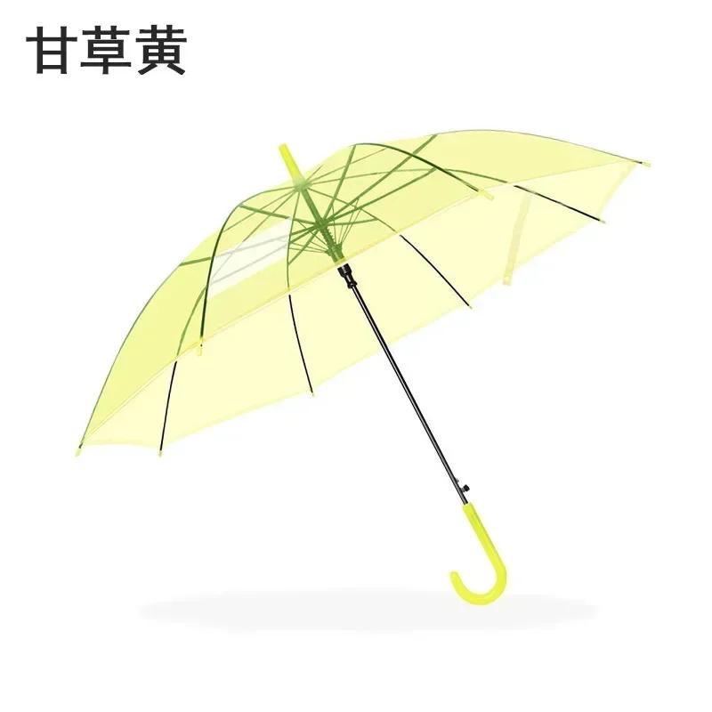 Automatic Transparent Umbrella for StudentsChildren Long Handle Straight Rod Environmentally Friendly Transparent Umbrella