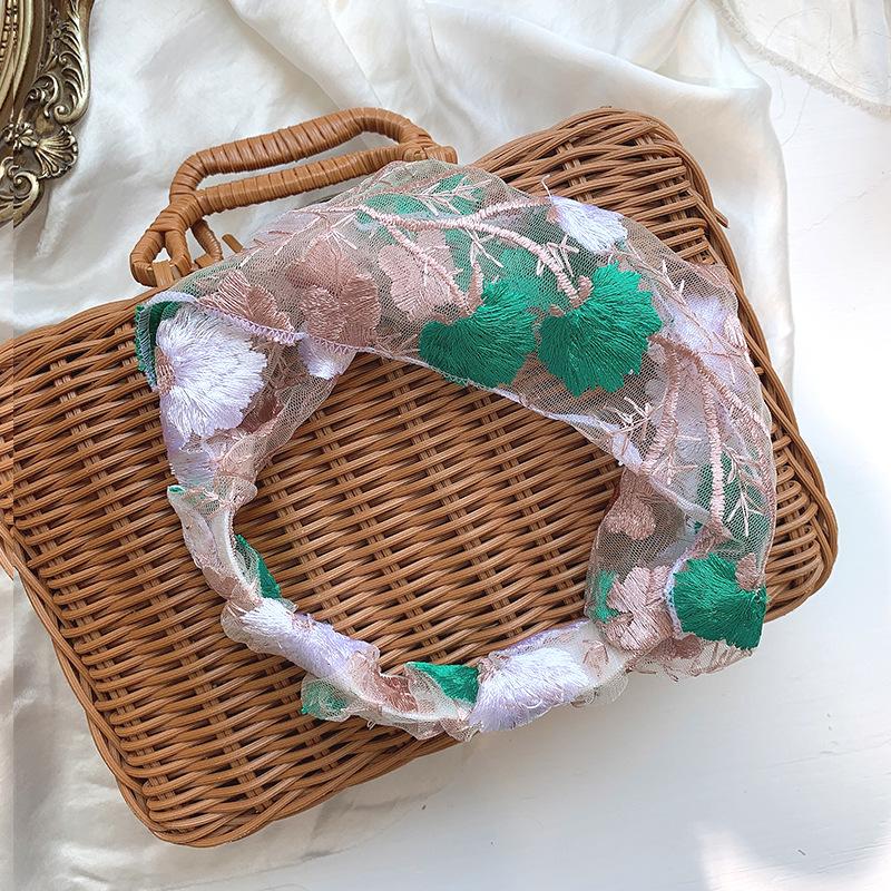 Embroidered Mesh Wide Headband With Exquisite Floral Embroidery And Soft Breathable Fabric Perfect For Bridal Events Daily Wear