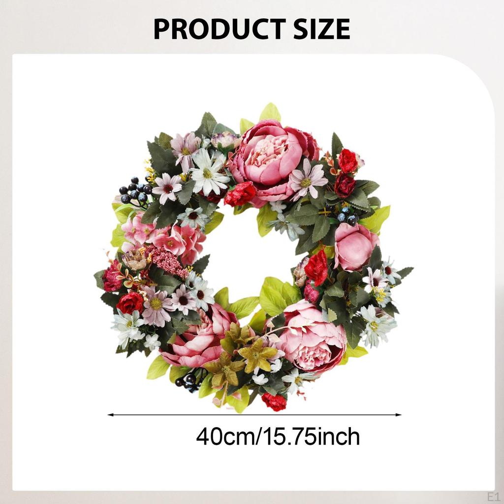 Flori de bujori artificiali Ornament suspendat 40cm Ghirlandă Coroană de nuntă Floare pentru Fereastră Balcon