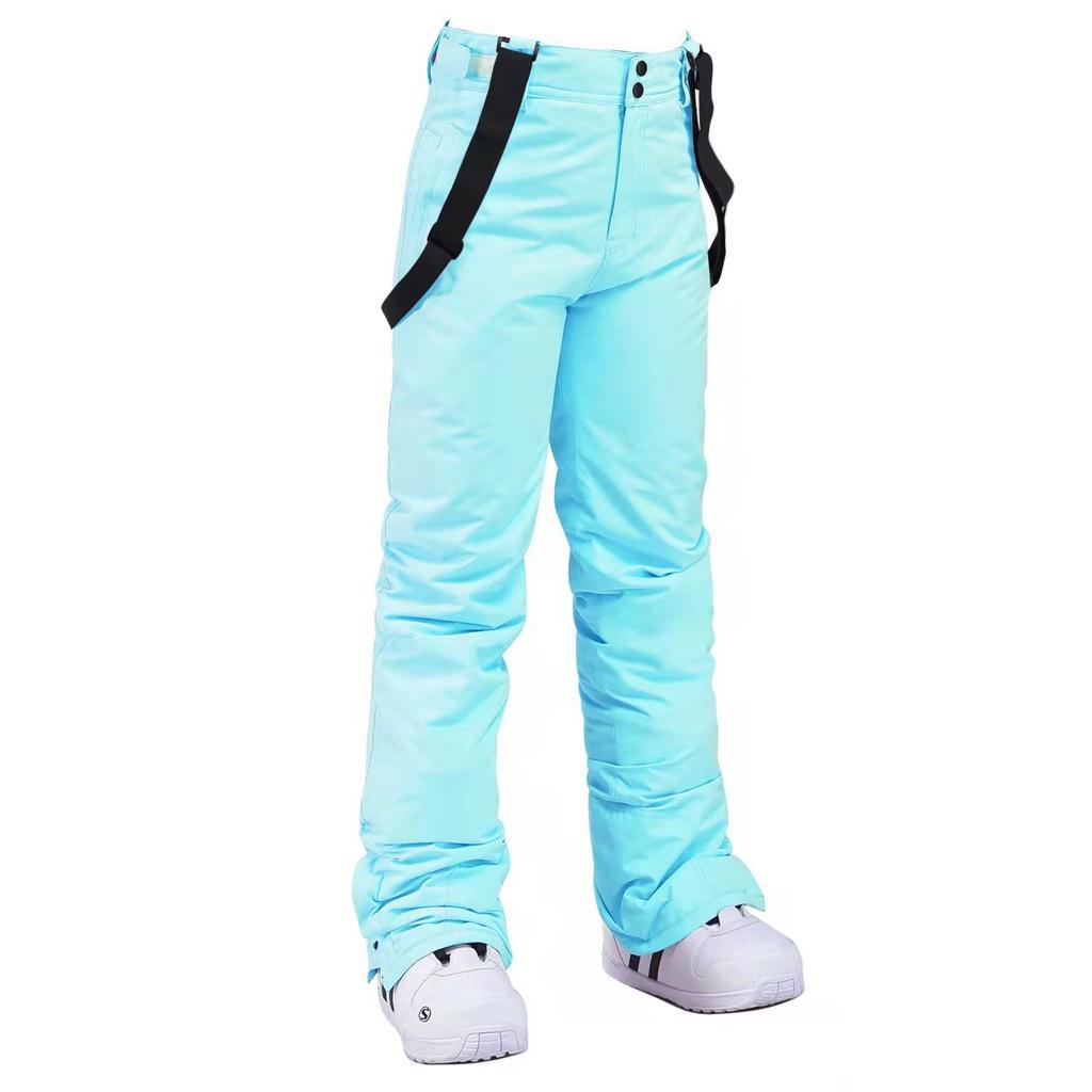 Youth Windproof and Waterproof Removable Elastic Waist Ski Pants, Unisex Winter Thickened Warm Pants